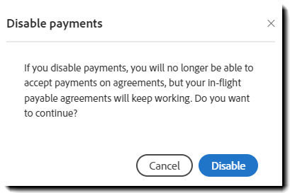 Disable Payments