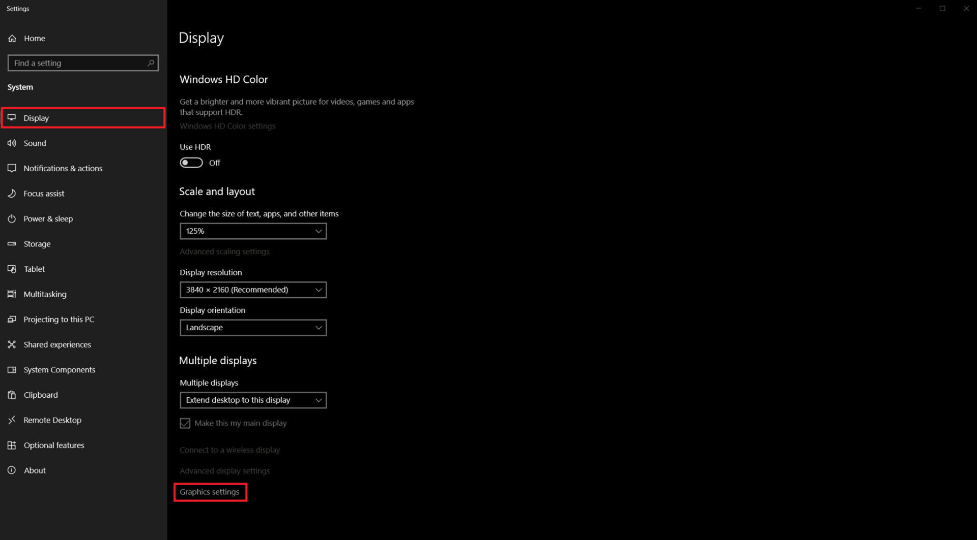 image of the display tab in window settings