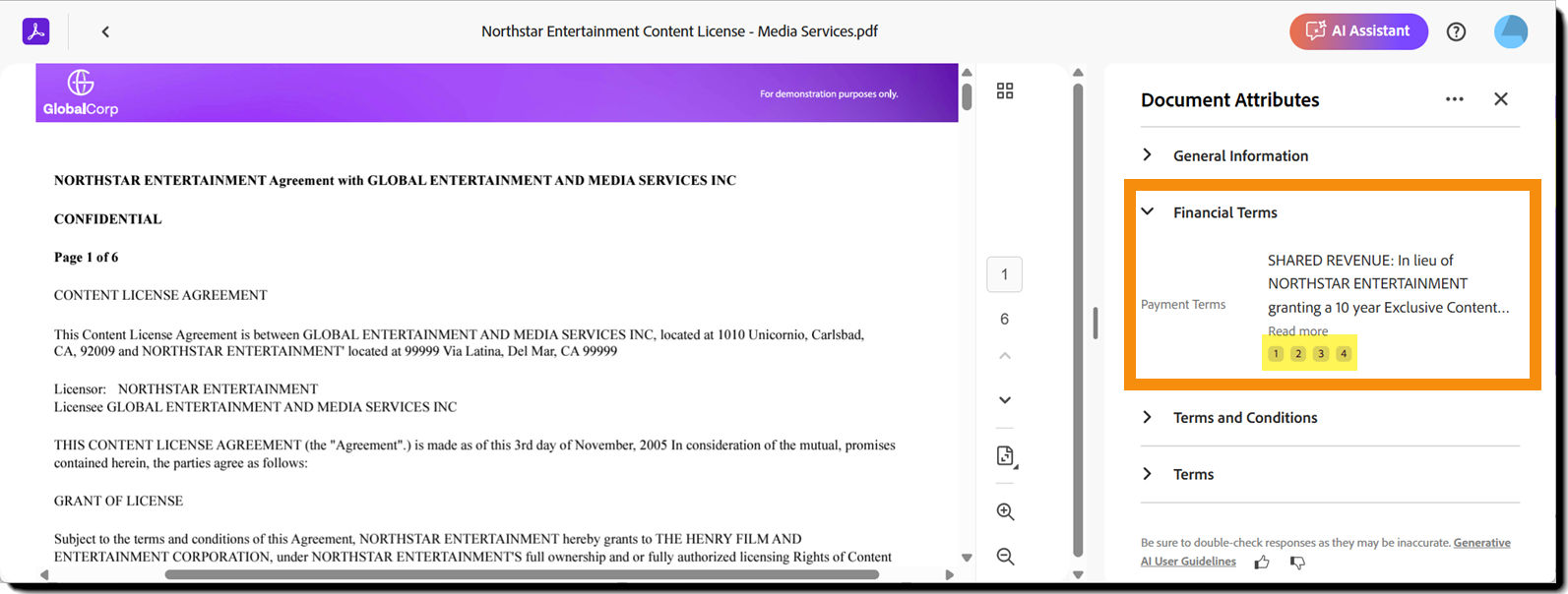 A selected documenmt with the attributes panel exposed and one citation displayed.
