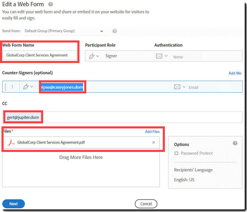 Edit an existing web form