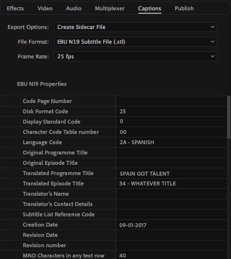 Using EBU N19 Subtitle files 