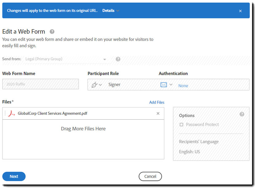 Edit the web form