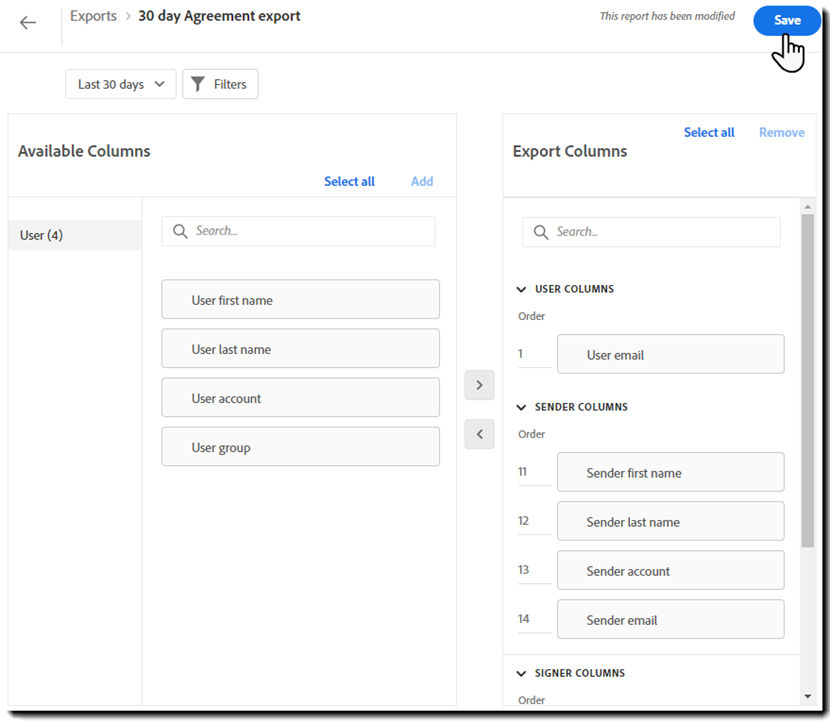 Configure the filters