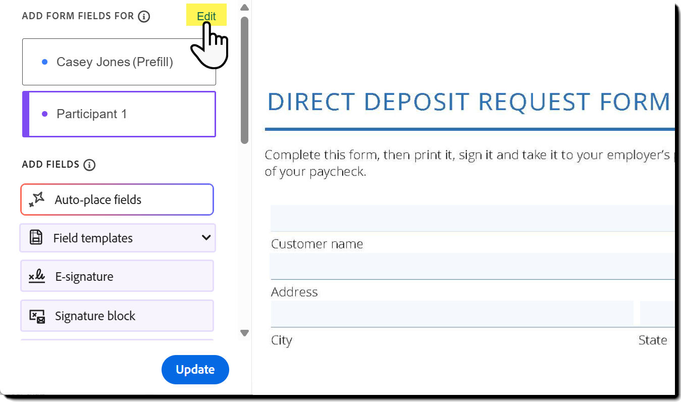 The Authoring environment with the Edit link highlighted.