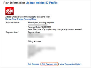 Edit payment info