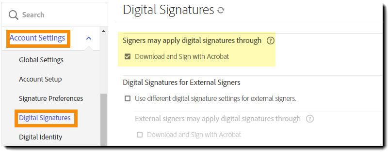 Digital Signature option