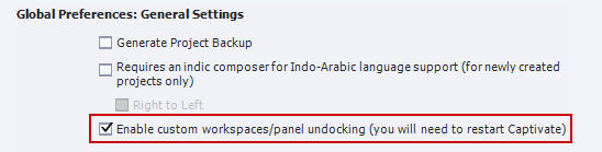 Enable workspaces option