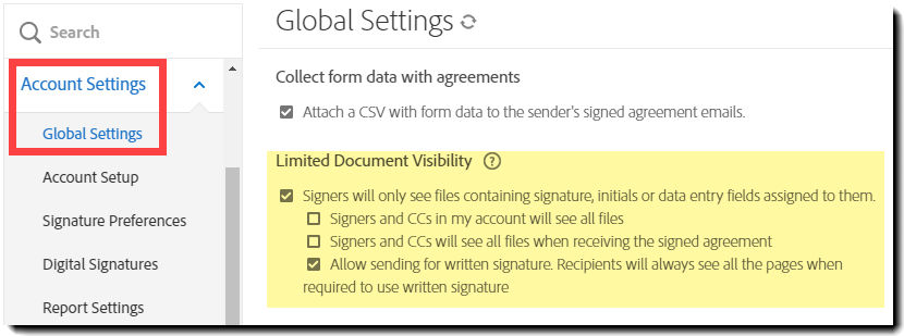 Allow written signatures in limited document visibility workflows