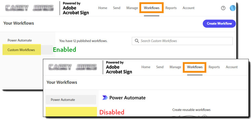 Enable access vs. diabled