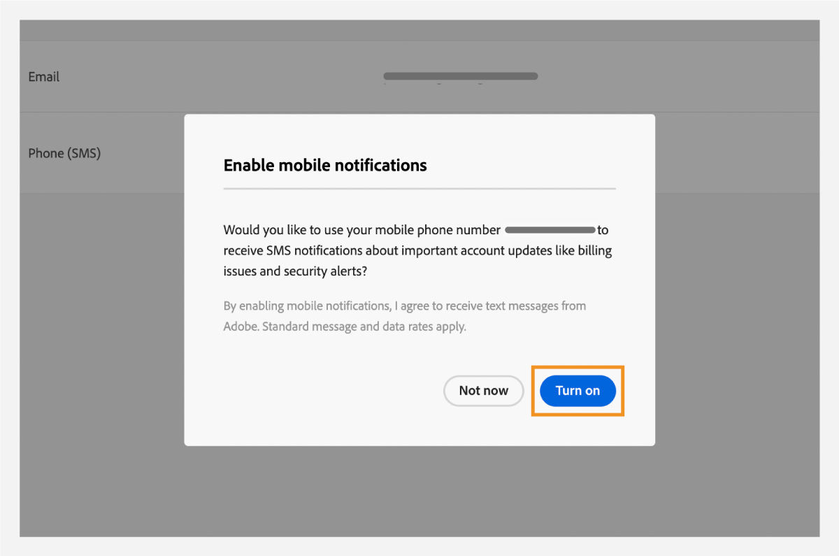 Enable mobile notifications windows to turn on mobile notifications