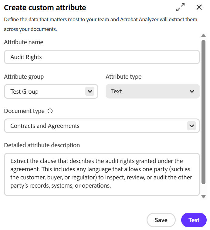 The custom attribute form.