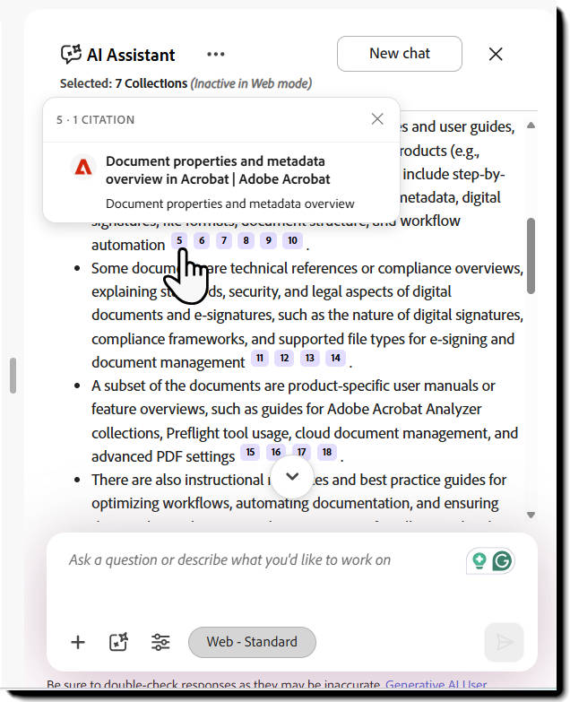AI Assistant response with citations and a source file showing the highlighted supporting passage.