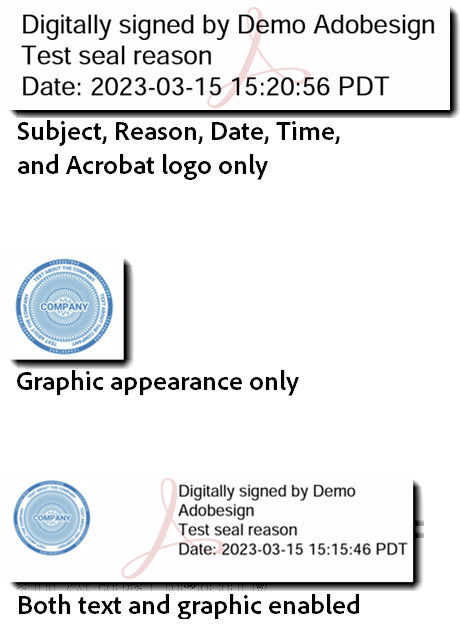 Example of the three seal configurations