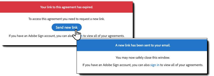 Expired link messages