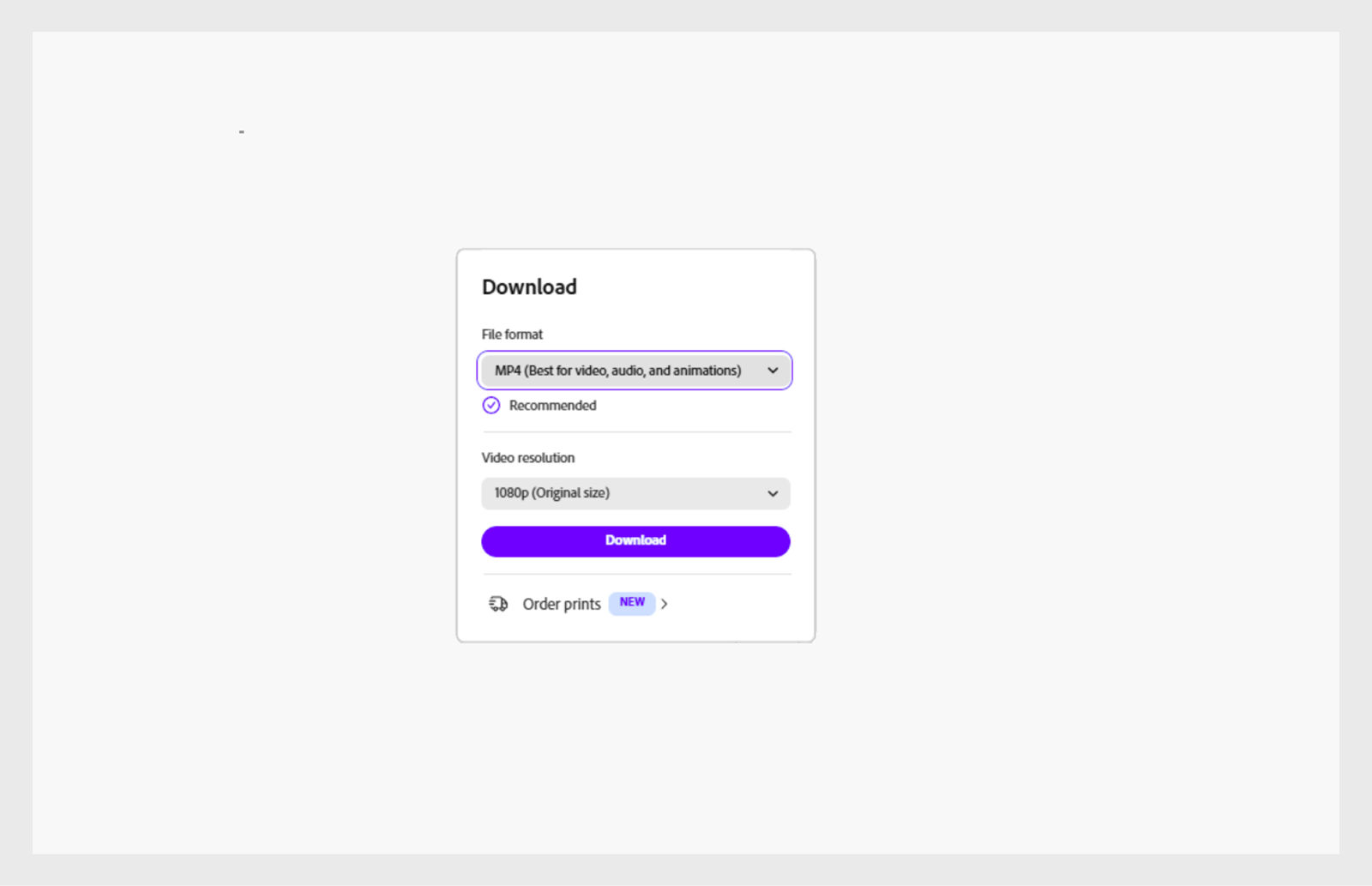 Download file format and resolution