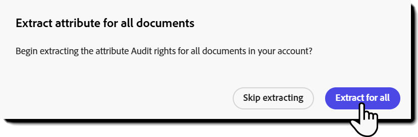 The challenge popup for extracting against all documents