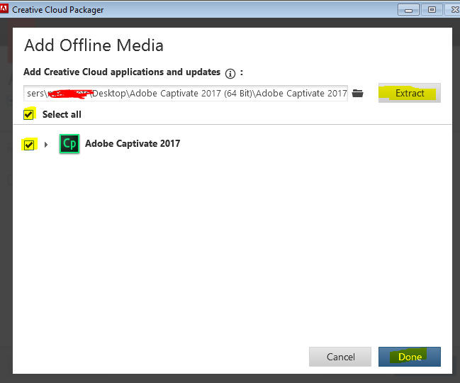 Extract Captivate 2017 folder