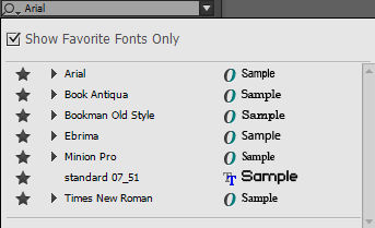 Favorite fonts list