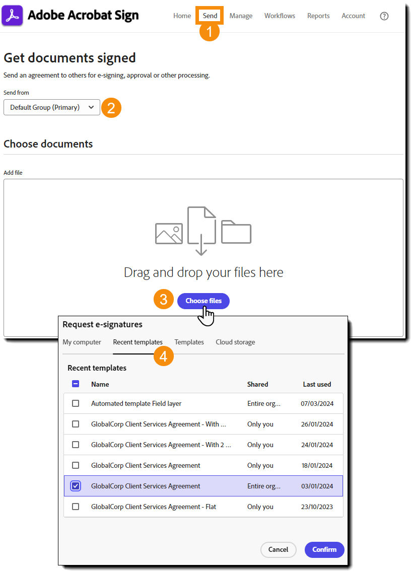 The initial select file page with the expanded Choose file interface exposed