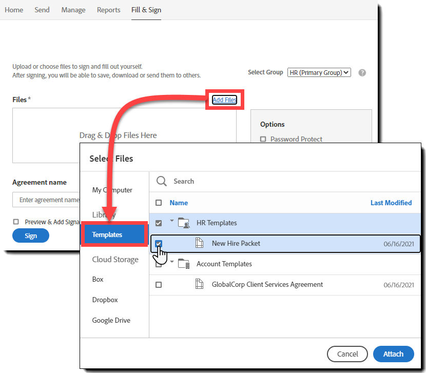 Pick your group and attach your file