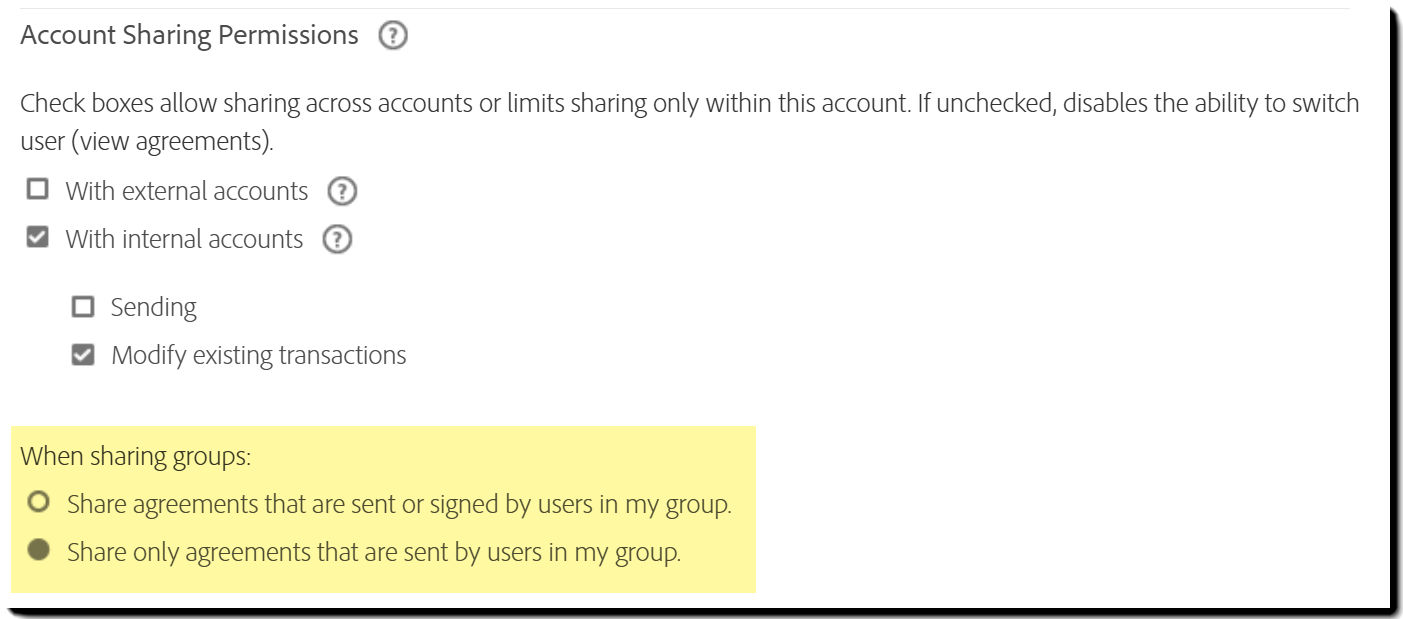 The Security Settings page highlighting the options for filtering out inbound agreements