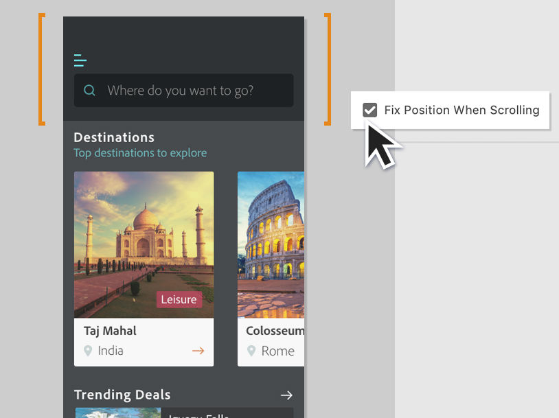 Dotted line and scrollable content
