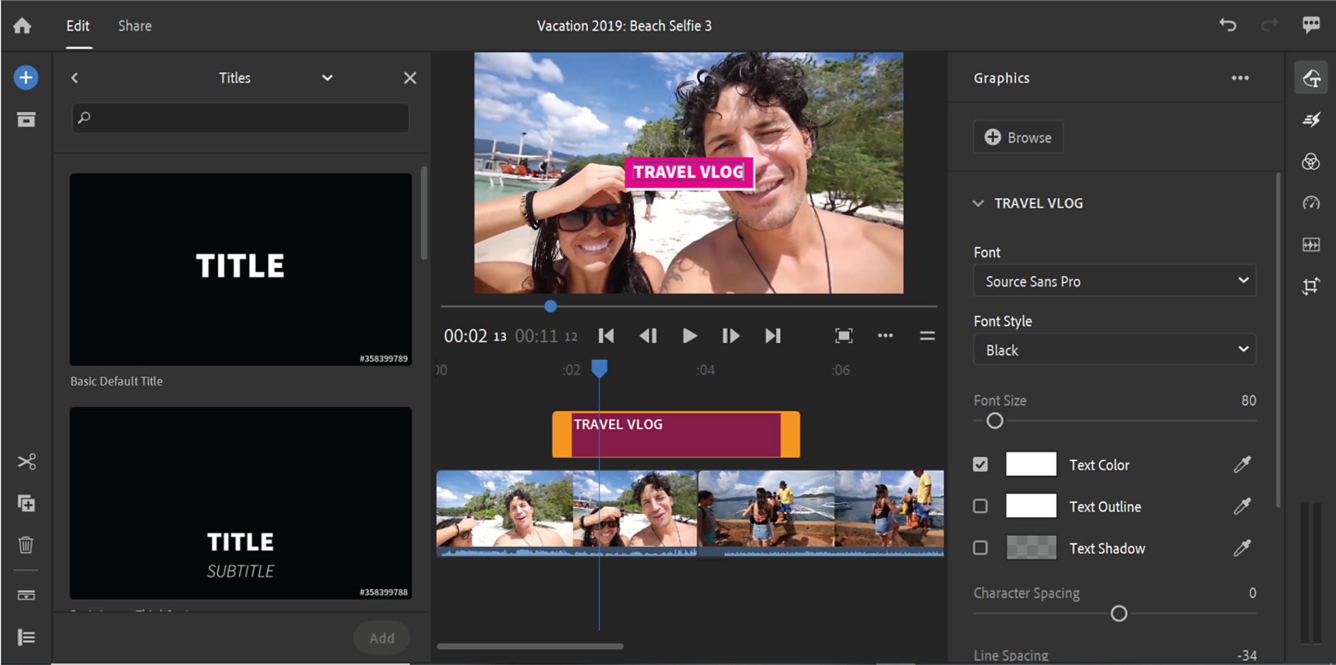 Edit the appearance of the title