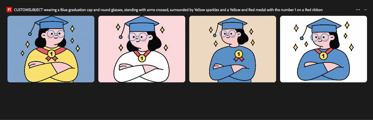 Generated image variations using Blue, Yellow, and Red specified in the prompt.