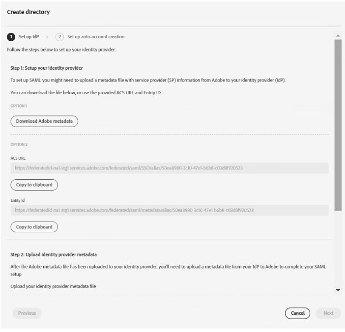 Get setup information for your identity provider
