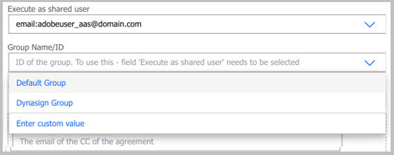 Select Group Name/ID to enable users in multiple groups on Acrobat Sign Government connector.