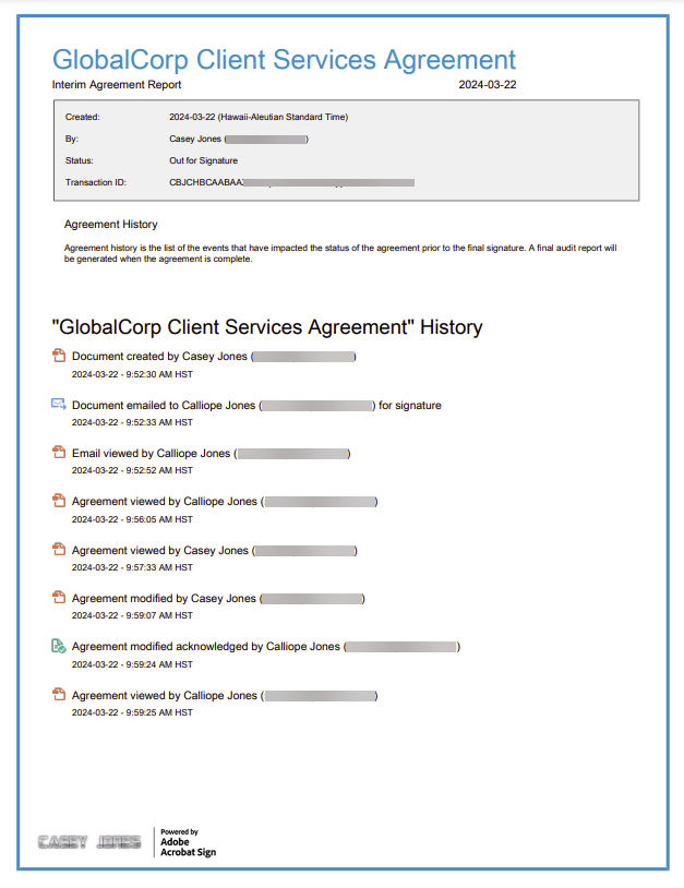 The Audit Report of the agreement.