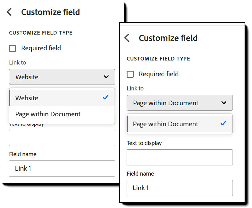 Examples of the normal hyperlink options, and the suppressed version eliminiating the external option.