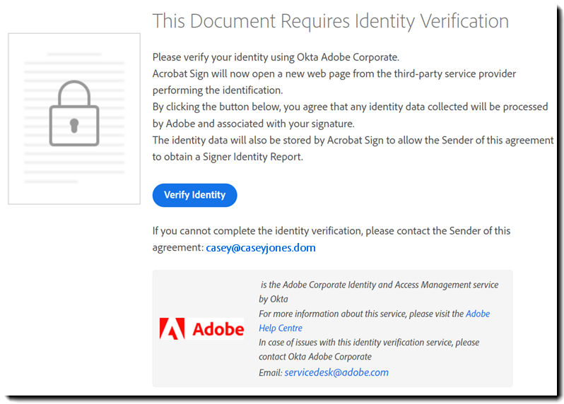 The challenge page for Digital Identity authentication when Identity Checking is disabled