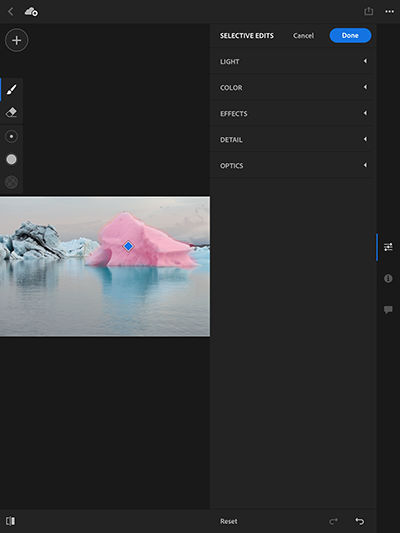 Apply selective edits using Brush Selection tool
