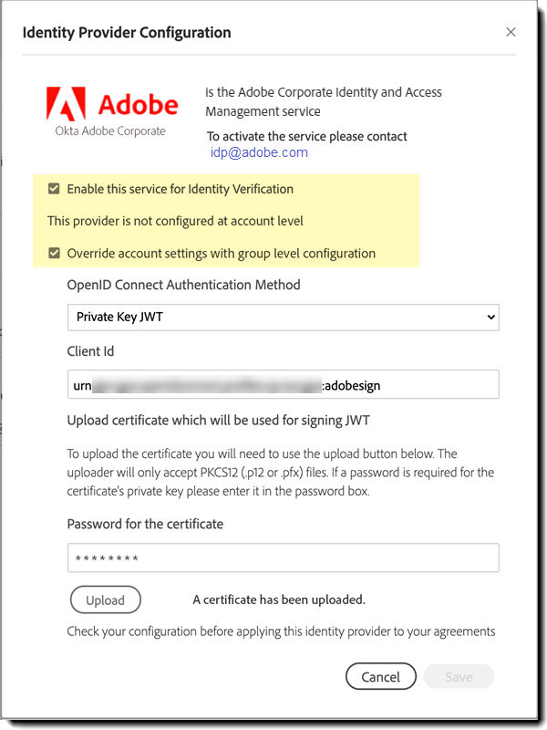 Group level configuration - Overriding the account leve configuraiton