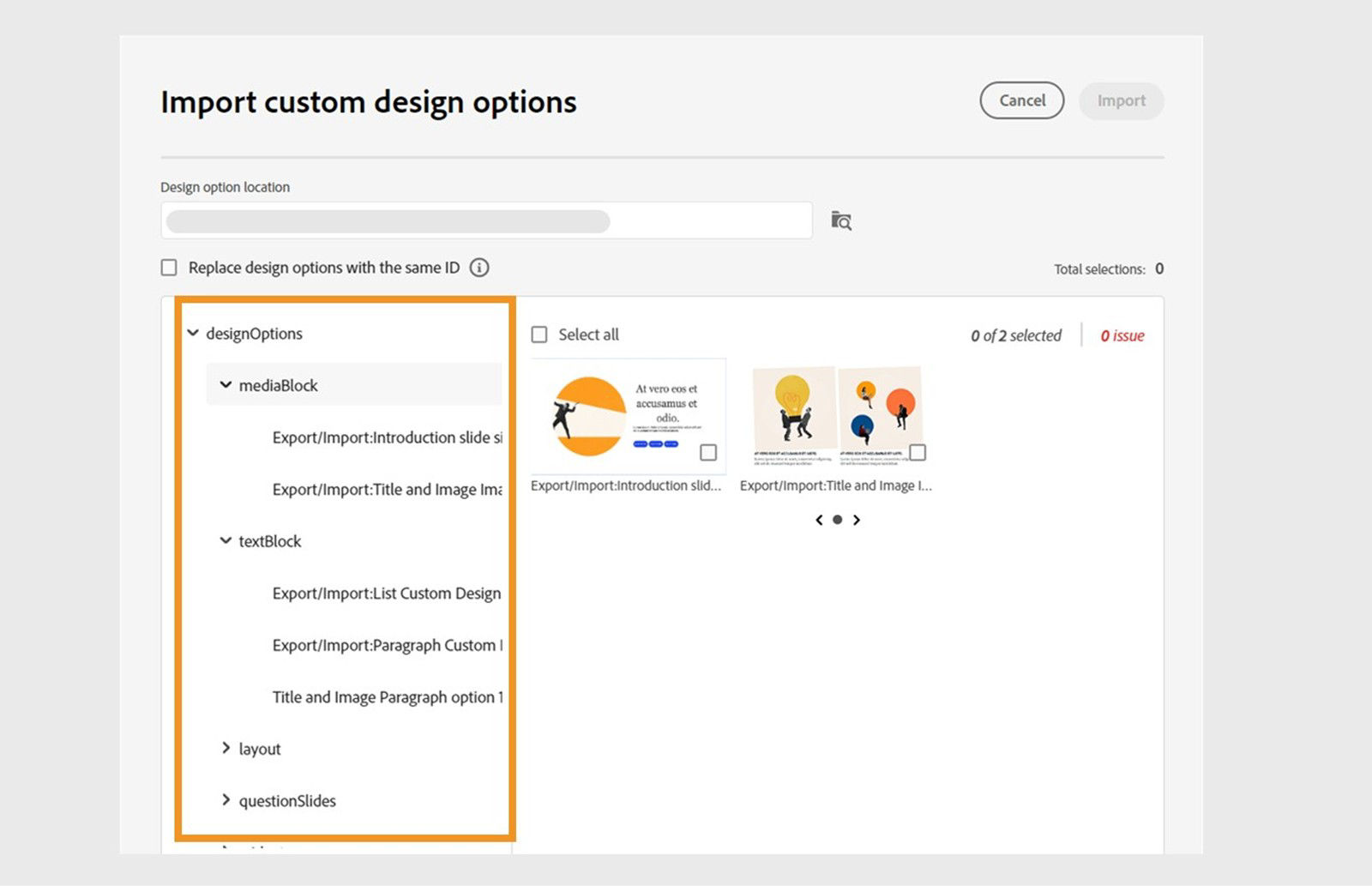 Import design options