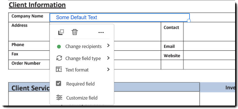 Insert default value