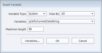 Insert system variable