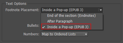 Inside a pop-up footnote option