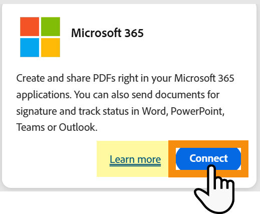 And Integration tile with the action links highlighted