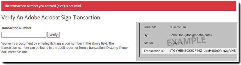 Invalid transaction ID