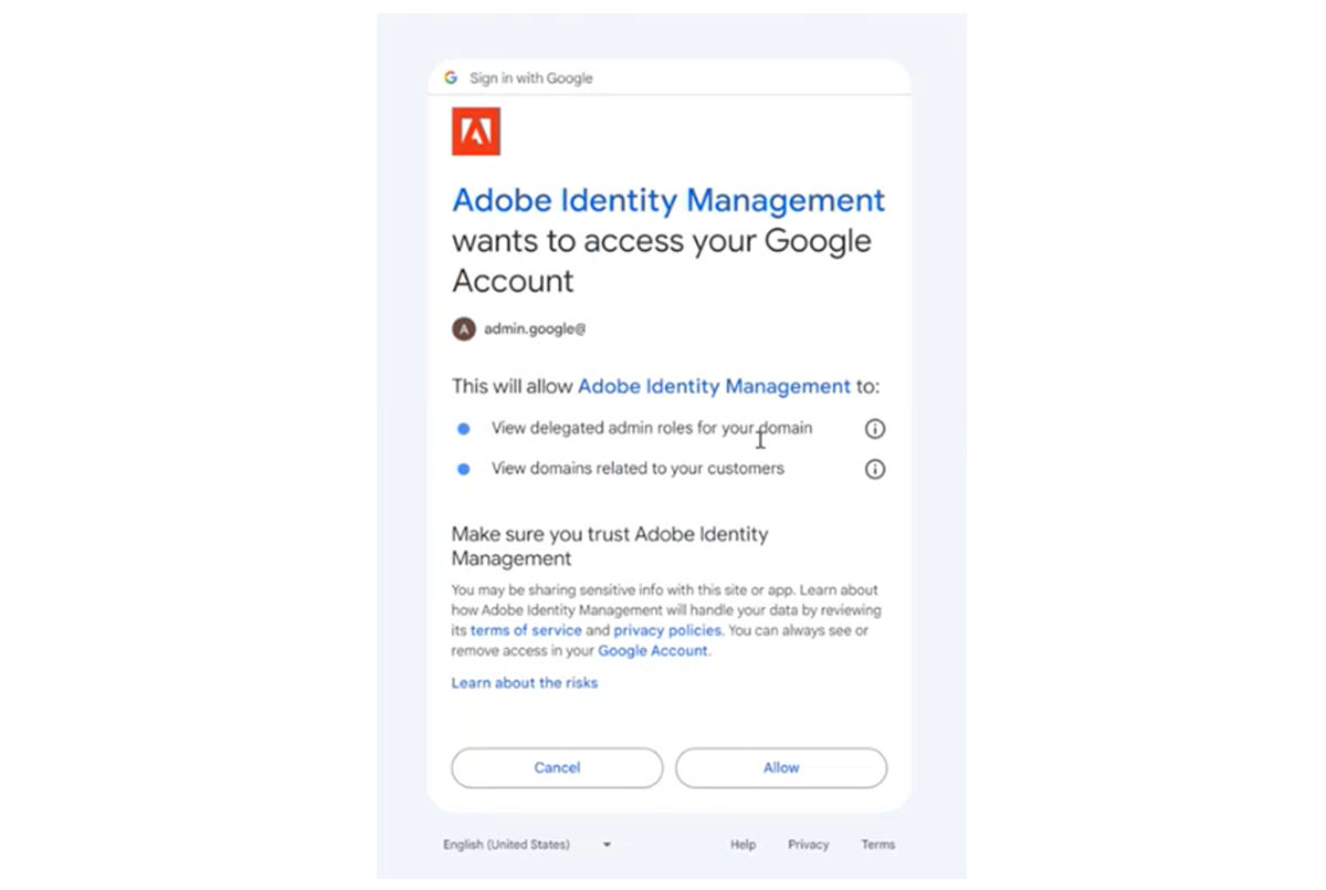 Enable Adobe to view your Google Workspace Domains with OIDC