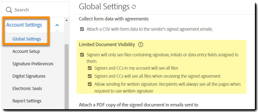 Global Settings tab highlighting the LDV controls.