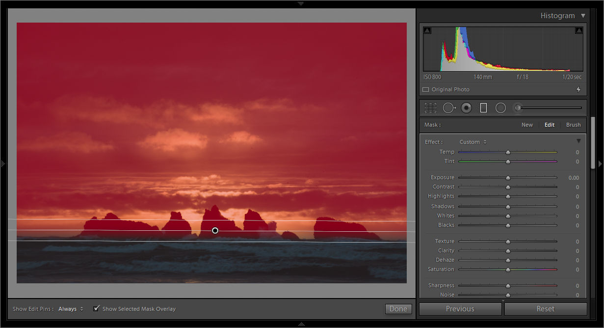 Graduated Filter that covers the whole sky in the photo