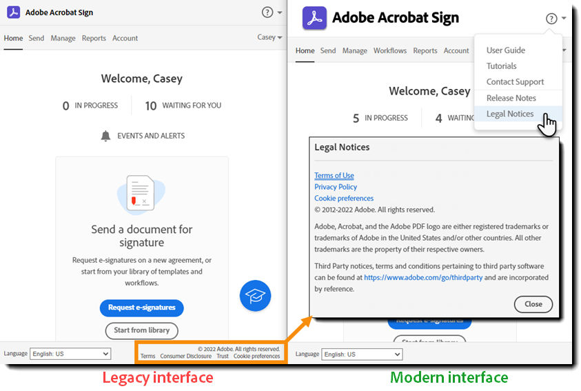 Legal notice links removed form the footer