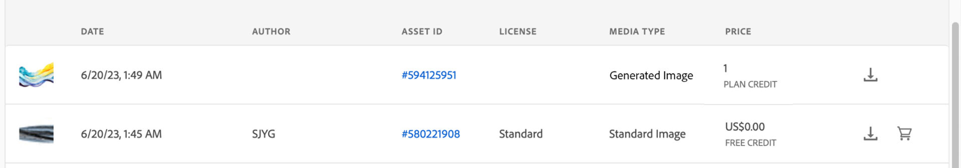 License History Page Display