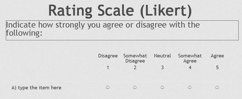 Likert question and answer placeholders