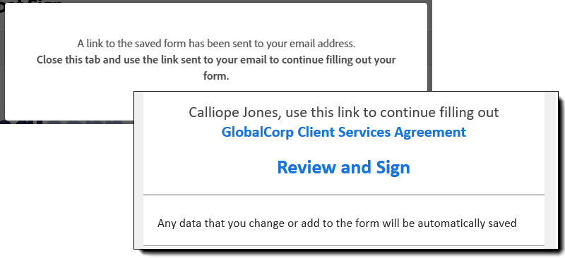 Saved web form email