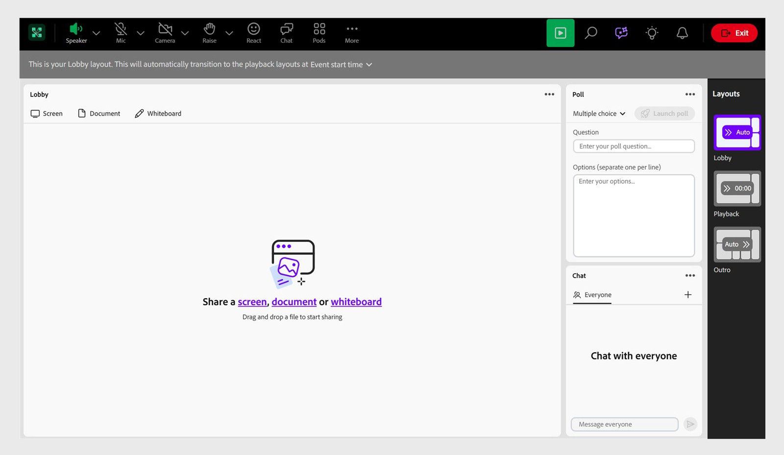 Lobby layout interface