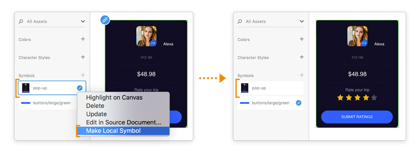 Conversion d’un symbole lié en un symbole local